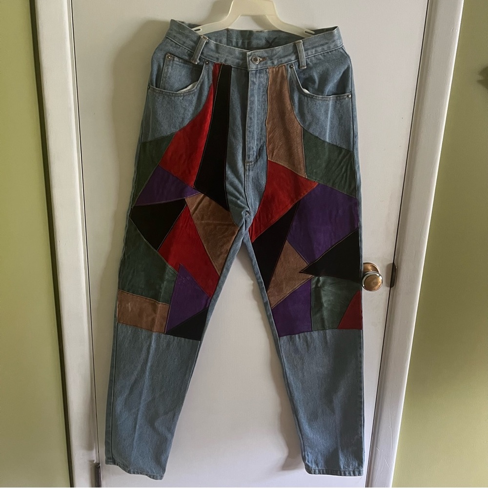 Seruchi Denim Patchwork Mom Jeans